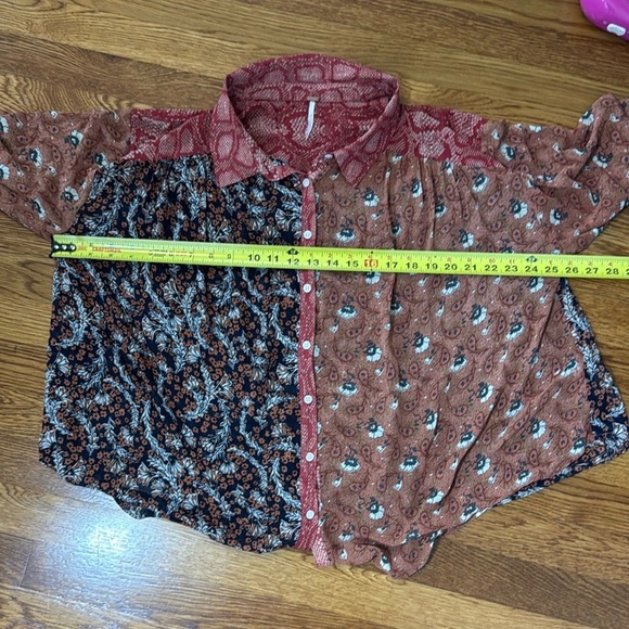Free People Sheer Button Down Boho Festival Long Sleeve Top Size Medium - Picture 7 of 8
